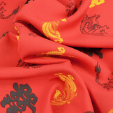 Bi-Stretch Printed Chinese Dragon Red