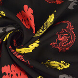 Bi-Stretch Bedruckt Chinesischer Drache Schwarz