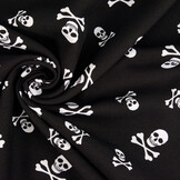 Bi-Stretch Bedruckt Piraten Schädel Schwarz