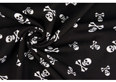 Bi-Stretch Bedrukt Piraten Doodshoofd Zwart