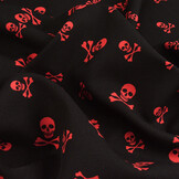 Bi-Stretch Bedrukt Piraten Doodshoofd Rood