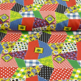 Bi-Stretch Bedrukt Patchwork Multi Color