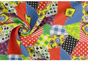 Bi-Stretch Bedrukt Patchwork Multi Color