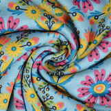 Sweatstoff Alpenfleece Robin Blumen Hellblau