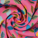 Sweatstoff Alpenfleece Wende Blätter Fuchsia