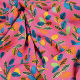 Sweatstoff Alpenfleece Wende Blätter Fuchsia