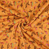Sweatstoff Alpenfleece Reva Blumen Orange Ocker