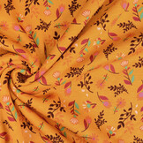 Sweatstoff Alpenfleece Reva Blumen Orange Ocker