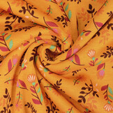 Sweatstoff Alpenfleece Reva Blumen Orange Ocker