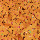 Sweatstoff Alpenfleece Reva Blumen Orange Ocker