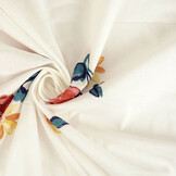 100% Katoen Voile Geborduurd Rosy Off-White