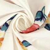 100% Katoen Voile Geborduurd Rosy Off-White