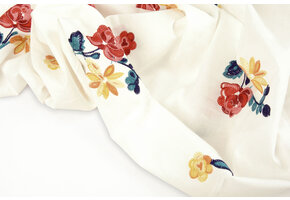 100% Baumwolle Voile Bestickt Rosy Off-White