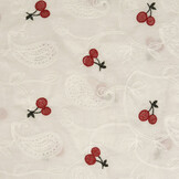 100% Baumwolle Voile Bestickt Kirsche Off-White