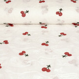 100% Katoen Voile Geborduurd Kers Off-White