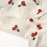 100% Cotton Voile Embroidered Cherry Off-White