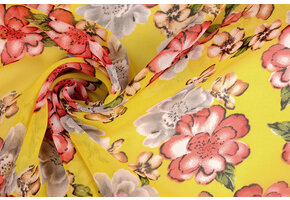 Chiffon Bedrukt Bregje Geel