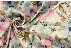 Stretch Satin Bedruckt Blumen Felicia