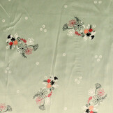 Stretch Satin Printed Flowers Lucille Light Old Green