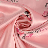 Stretch Satin Bedruckt Blumen Lucille Rosa
