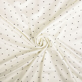 Stretch Satin Printed Dots White Black