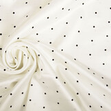 Stretch Satin Printed Dots White Black