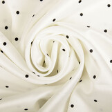 Stretch Satin Printed Dots White Black
