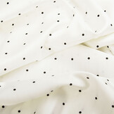 Stretch Satin Printed Dots White Black