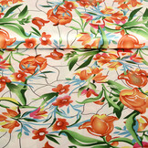 Stretch Satin Printed Flowers Penny