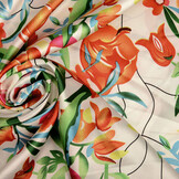 Stretch Satijn Bedrukt Bloemen Penny