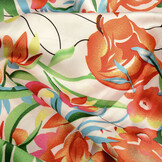 Stretch Satin Printed Flowers Penny