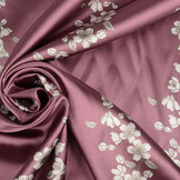 Stretch Satin Printed Flowers Jenny Mauve