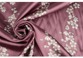 Stretch Satin Printed Flowers Jenny Mauve