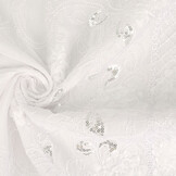 Embroidered Sequins on Poly Silk White