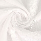 Embroidered Sequins on Poly Silk White