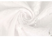 Geborduurde Pailletten op Poly Silk Wit