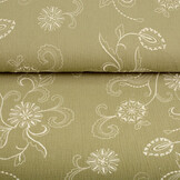 Embroidered Double Gauze Fabric Olive Green