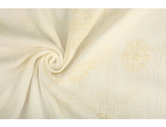 Embroidered Double Gauze Fabric Creme