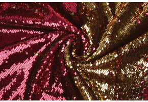 Reversibler Paillettenstoff Fuchsia-Gold