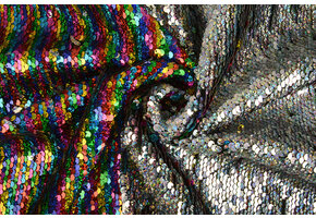 Omkeerbare Pailletten Stof Regenboog-Silver Glitter