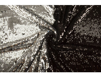 Reversibler Pailletten auf Netz Silber-Schwarz