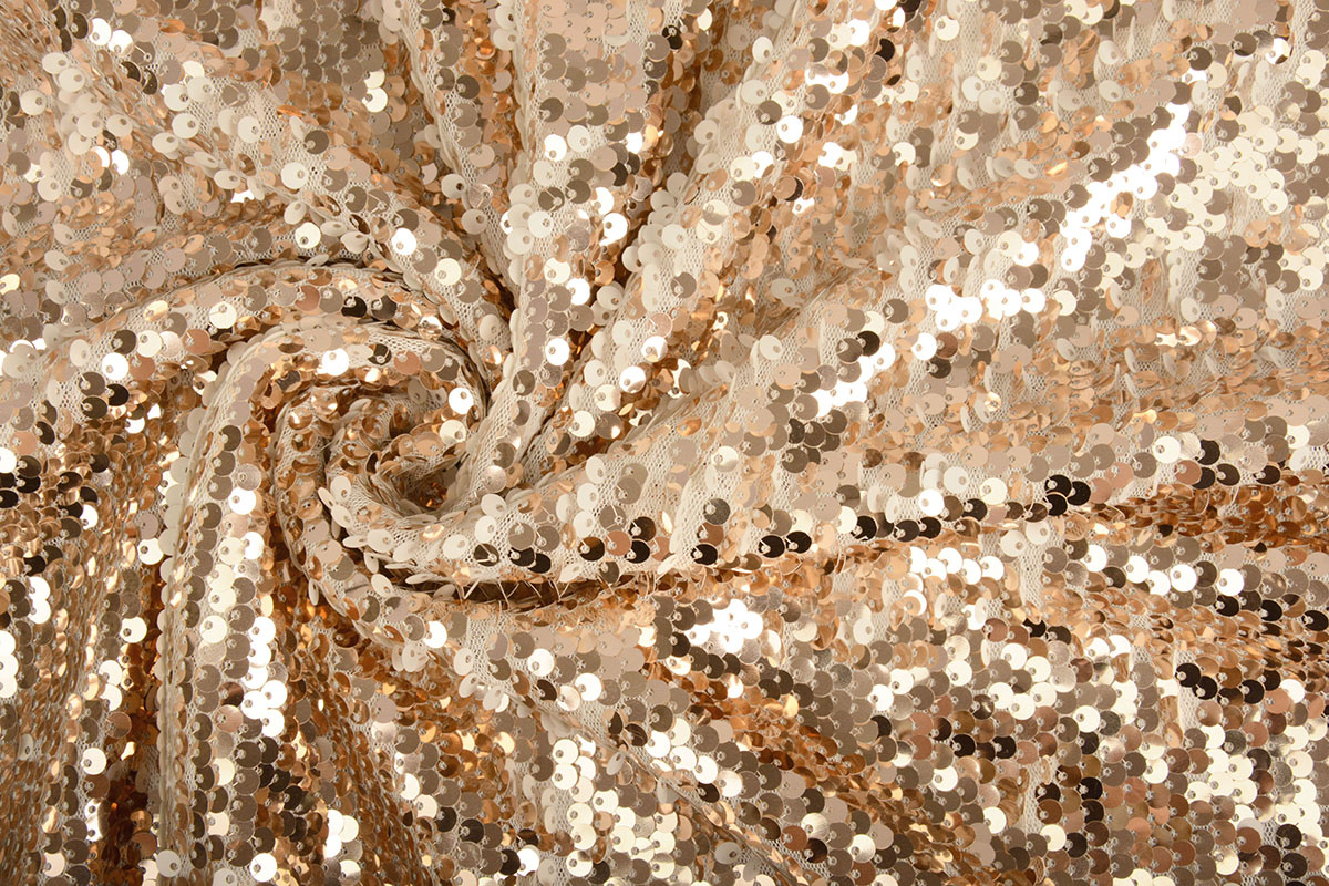 Omkeerbare Pailletten op Mesh Champagne-Creme