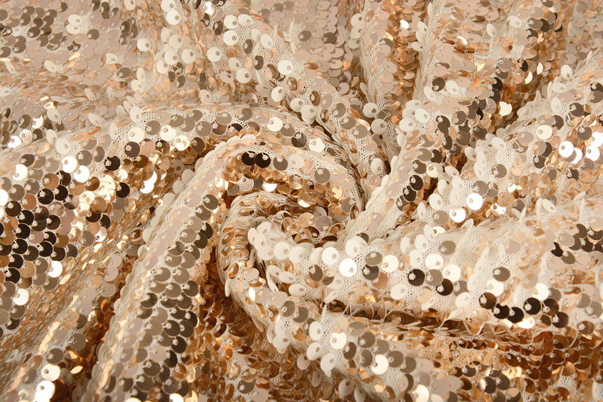 Omkeerbare Pailletten op Mesh Champagne-Creme