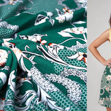 Viscose Jersey Lacquar Bunga Bloem Groen