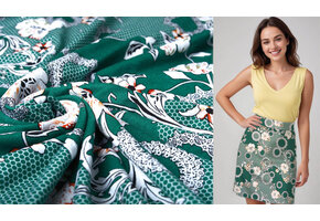 Viscose Jersey Lacquar Bunga Flower Green