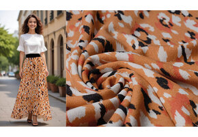 Viscose Jersey Crepe Panther Swipes Orange