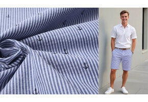 Seersucker Stripes Anchor Black