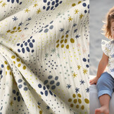 Double Gauze Fabric Dots and Stars Creme