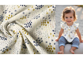 Double Gauze Fabric Dots and Stars Creme