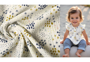 Hydrofiel Stof Stippen en Sterren Creme